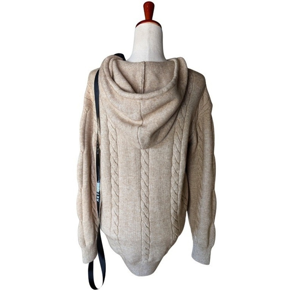 SER.O.YA Women Oatmeal Beige Cable Knit Hooded Sweater Mini Dress XXS New - Picture 6 of 10